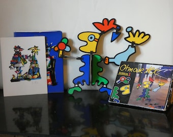 Pack de arte pop art vintage de Otmar Olt (artista alemán). 1. Litografía a color de Otmar Olt. Libro de artista y set de rompecabezas Oltmar Alt Edition 1.
