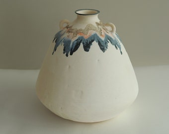 Big Rustic Vessel, Beige Big  Handmade Vase,Large Pottery Vase,Beige Large Decorative Vase, Unique Ceramic Vase,Contemporary Vase