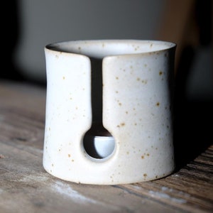 Handmade Stoneware Candle Holder: Matte White Glaze, Minimalist Decor