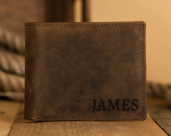 Personalized  Wallet- Mens Wallet - Engraved Wallet - Leather Wallet - Gift for Him - Fathers Day Gift - Gift for Boyfriend