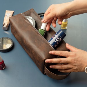 Dopp Kit, Dopp kit for men, Mens Toiletry Bag, Personalized Leather Dopp Kit, Leather Dopp Kitt, groomsmen gift, image 3