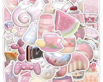 Cute Girly Pink Aesthetic Sticker Pack for Hydroflask, Phone, Laptop, Journals, Gifts for Girls, Matte Vinyl
