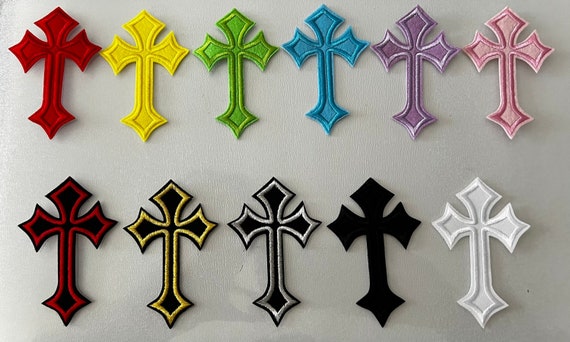 Gothic Cross Iron on Appliqué Patch 11 Colors 
