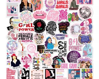 Girl Power Feminist Sticker Pack, Laptop Stickers, Vinyl Sticker Pack, Glossy Vinyl