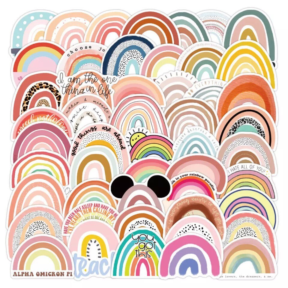 Mixed Colorful Rainbow Sticker Pack, Rainbow Cute Aesthetic Stickers ...