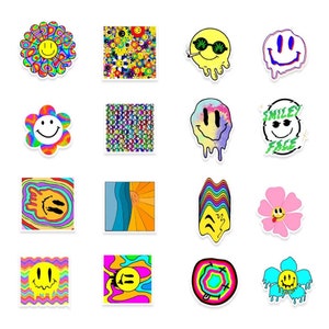 Cool Smiley Face Stickers Trippy Stickers Glossy Vinyl - Etsy
