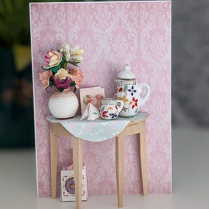 3D Tee und Blumen Karte