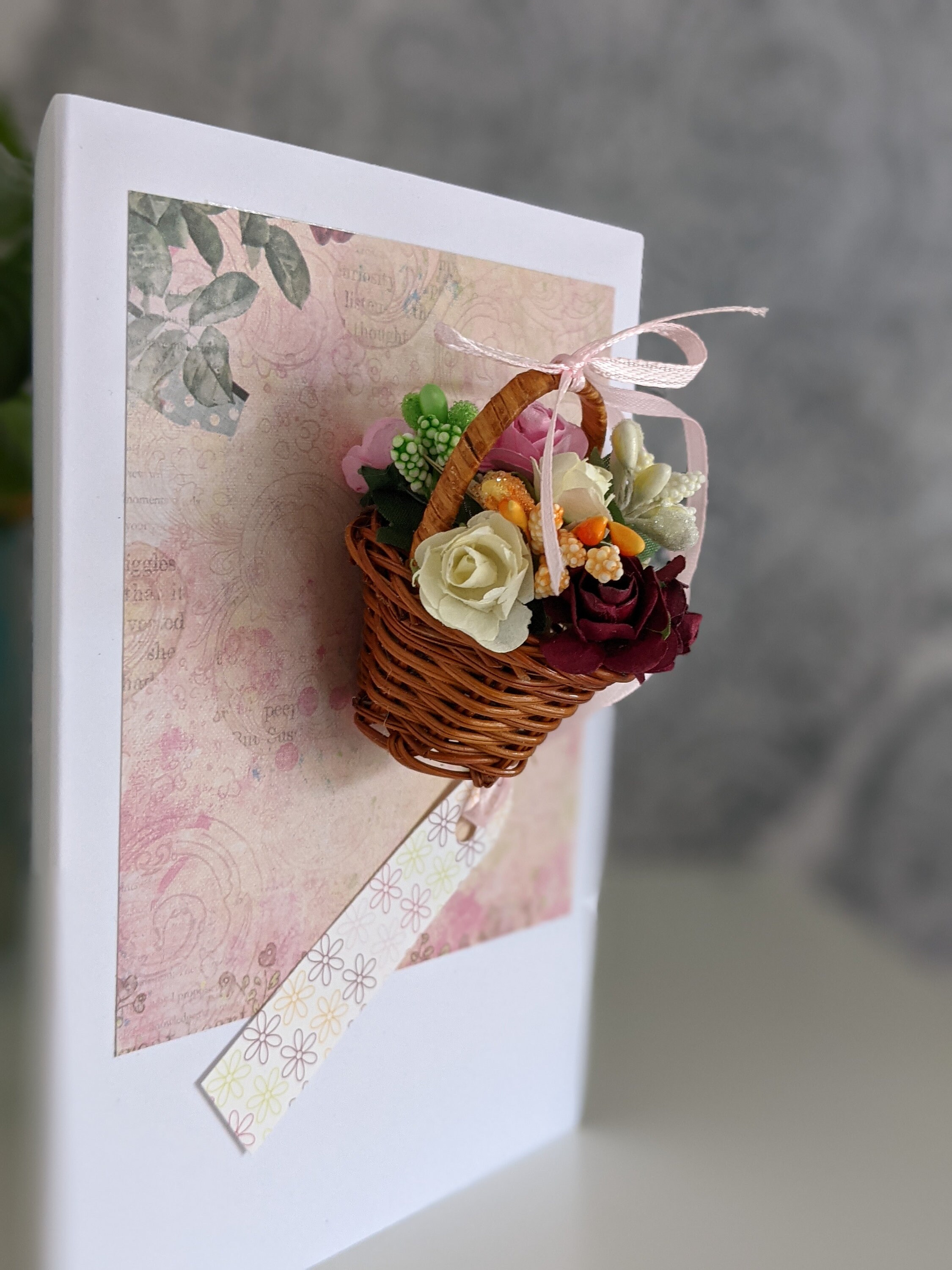 3D Flower Basket Greetings Card Etsy