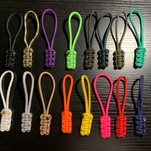 Bartact Paracord Zipper Pulls w/ Plastic Pull - Qty 3 or 5 - Made in USA 550 Paracord, Red