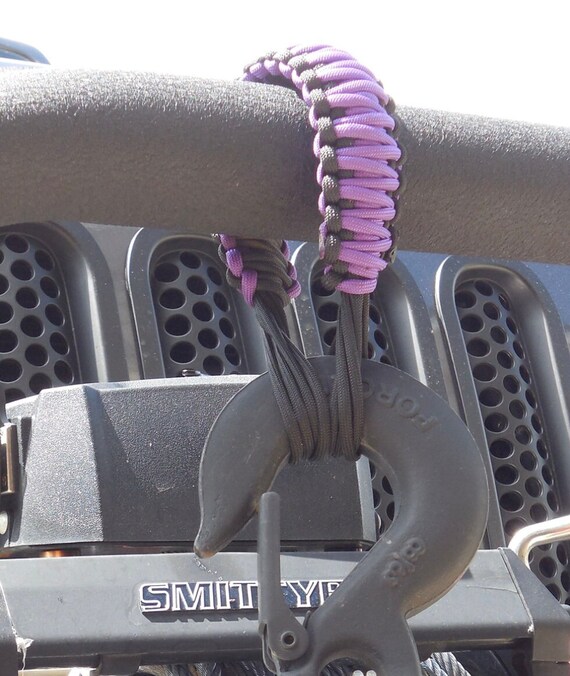 Custom Paracord Grab Handles For Jeep Wrangler 4-Door 2007-2025 – Purple/Black, Made In USA (Front & Rear)