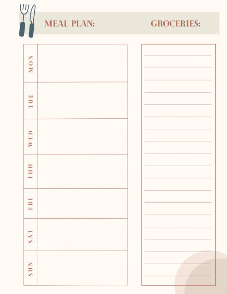 Meal Planning and Grocery List Bundle Printable PDF - Etsy