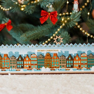 Christmas countdown,Christmas wooden advent calendar for kids with star,Ultraviolet printing on wood,Winter decor,Holiday decoration