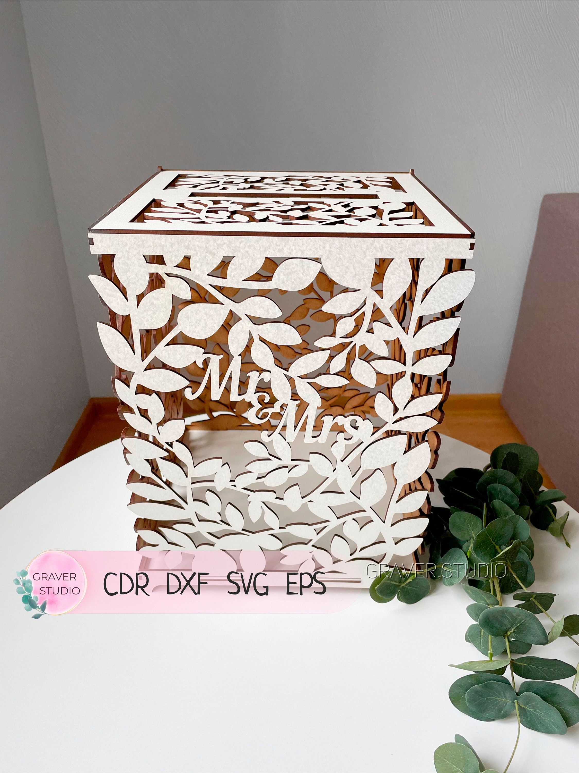 Wedding Card Box Svg Laser Cutting Project Svg Dxf Cdr Eps Etsy