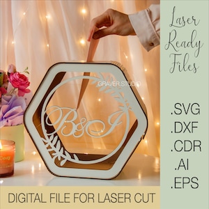 Hochzeit Karte Box svg, Laserschnitt Projekt, svg Dxf Cdr Eps Vektor-Pläne, Dateien Sofort-Download , Hochzeitskarte svg, Hochzeitsbox Acryl