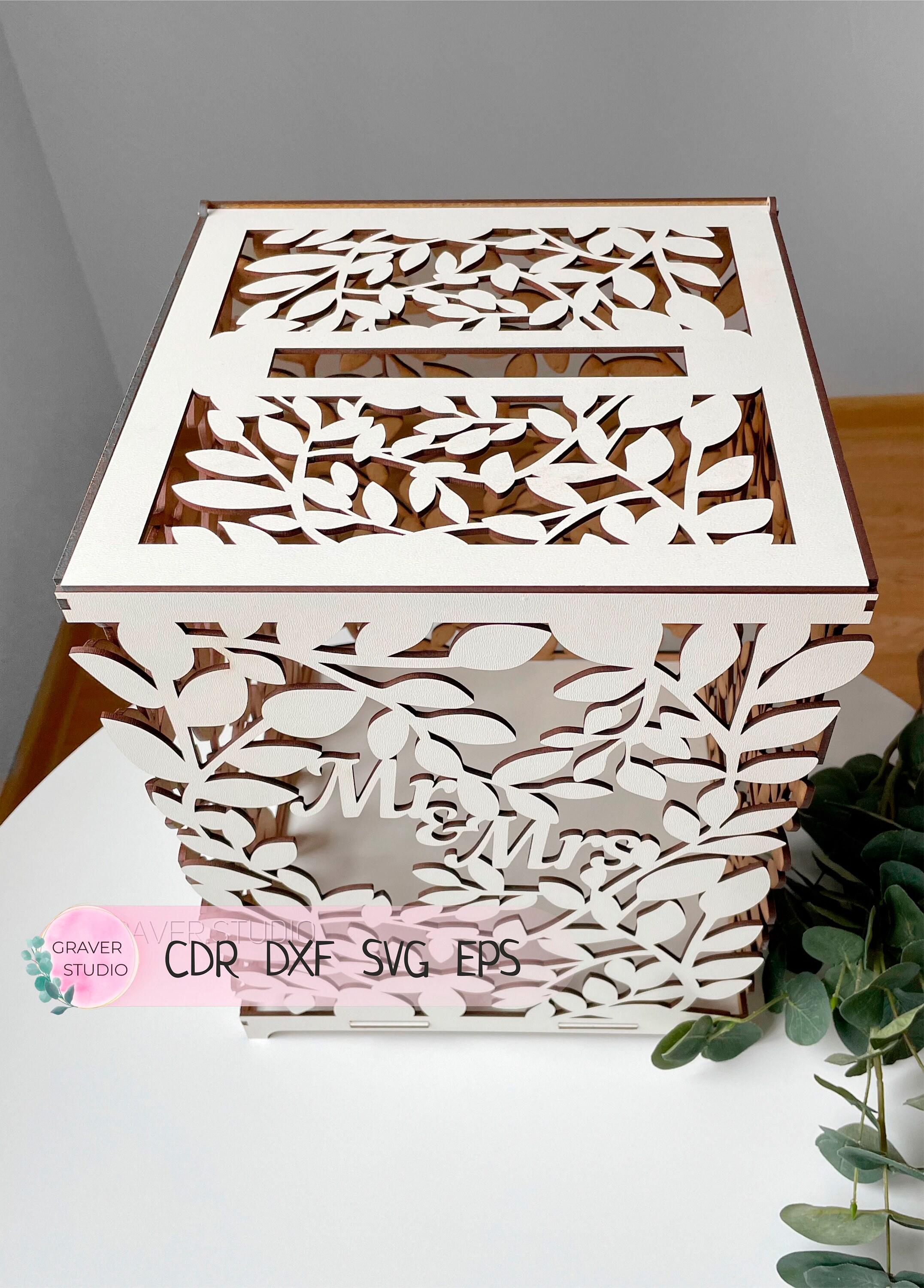 Wedding Card Box Svg Laser Cutting Project Svg Dxf Cdr Eps Etsy