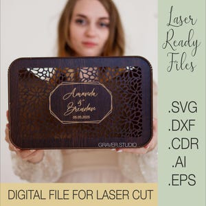Caixa de cartão de casamento svg, projeto de corte a laser, Svg Dxf Cdr Eps planos vetoriais, arquivos Download instantâneo, cartão de casamento svg