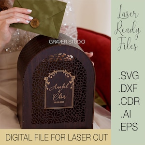 Hochzeit Karte Box svg, Laser-Schnitt-Projekt, svg Dxf Cdr Eps Vektor-Pläne, Dateien Sofort-Download, Hochzeitskarte svg, Laser-Schnittdatei Hochzeit