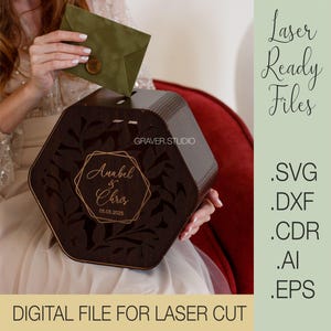 Hochzeit Karte Box svg, Hochzeit Laser geschnitten Datei, svg dxf cdr eps Vektor-Pläne, Dateien Instant Download, Hochzeitskarte svg, Karte Box svg