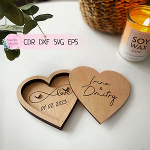 Wedding Heart For Rings, files Svg Dxf Cdr Eps vector plans, laser cutting project, cnc pattern, cnc cut, laser cut