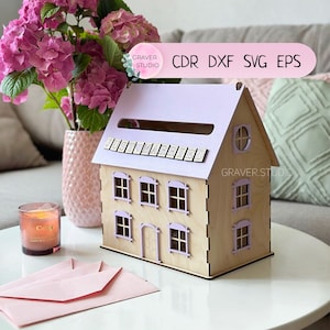 Maison de mariage, projet de découpe laser, plans vectoriels de fichiers svg dxf cdr eps, fichiers téléchargement immédiat, modèle cnc, découpé au laser
