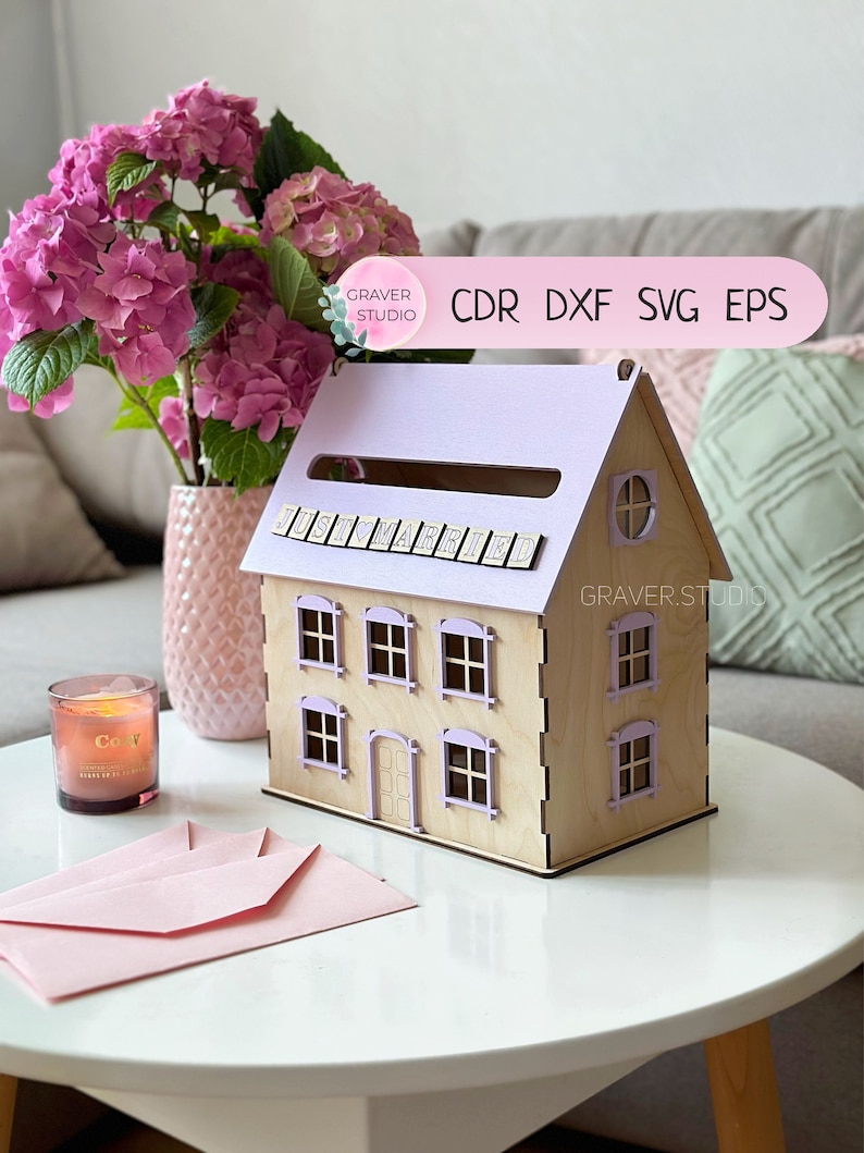 Wedding House Just Married Laser Cutting Project Files Svg Etsy