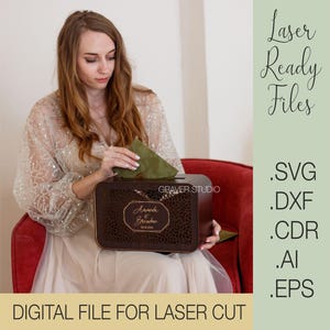 Fichier laser de mariage, carte de mariage boîte svg, projet de découpe laser, plans vectoriels Svg Dxf Cdr Eps, fichiers téléchargement immédiat, carte de mariage svg