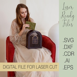 ウェディング カード ボックス svg、レーザー カッティング プロジェクト、Svg Dxf Cdr Eps ベクター プラン、ファイル インスタント ダウンロード、ウェディング カード svg、レーザー カット ファイル ウェディング