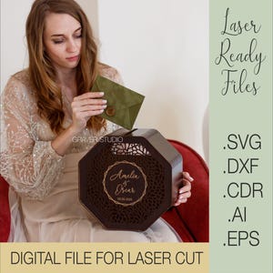 Arquivo de Laser de Casamento, Caixa de Cartão de Casamento Octogonal Svg, Arquivo de Corte a Laser de Casamento, Planos de Vetor Svg Dxf Cdr Eps, Arquivos para Download Instantâneo