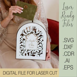 Bruiloft lasergesneden bestand, lasersnijden project, Svg Dxf Cdr Eps vectorplannen, bestanden direct downloaden, trouwkaart svg, Wedding Card Box Svg