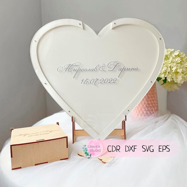 Wedding heart guest book svg file, svg wedding, svg guest book, guest wedding book, wedding svg, Wooden GuestBook svg, download file svg,