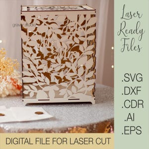 Hochzeit Karte Box, Laser-Schnitt-Projekt, SVG, Dxf Cdr Eps, Png, Datei Sofort-Download, Hochzeit Karte, Hochzeit Box