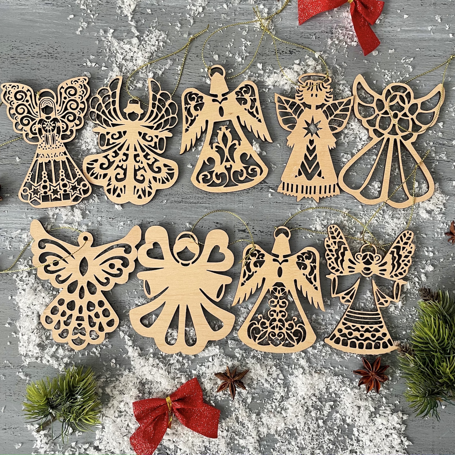 Christmas Laser Cut Files, Christmas Angels Laser Cut, Angel Christmas