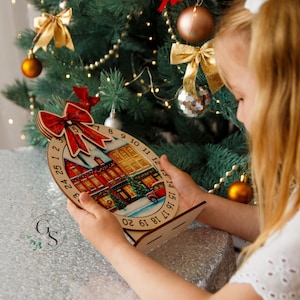 Wooden Advent Calendar with Rotating Countdown, Christian Christmas Countdown, Handmade Holiday Decor, Wooden Christmas Gift for Kids