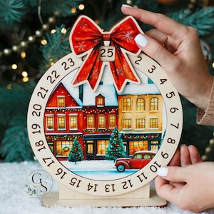 Wooden Advent Calendar with Rotating Countdown, Christian Christmas Countdown, Handmade Holiday Decor, Wooden Christmas Gift for Kids