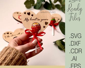 Valentine's Day lollipop holders bundle,Romantic gift SVG,Heart template SVG,Glowforge laser cutter,Heart sucker SVG cut file