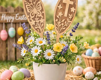 Easter Bunny Ears Ornament Laser Cut File SVG | Easter Decor Laser Cut | Glowforge Easter SVG | CNC Wood Cut File | Dxf Ai Cdr Eps