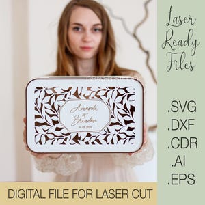 Caixa de cartão de casamento Svg, Projeto de corte a laser, Planos de vetor Svg Dxf Cdr Eps, Arquivos para download instantâneo, Cartão de casamento svg, Casamento svg, Arquivo de casamento