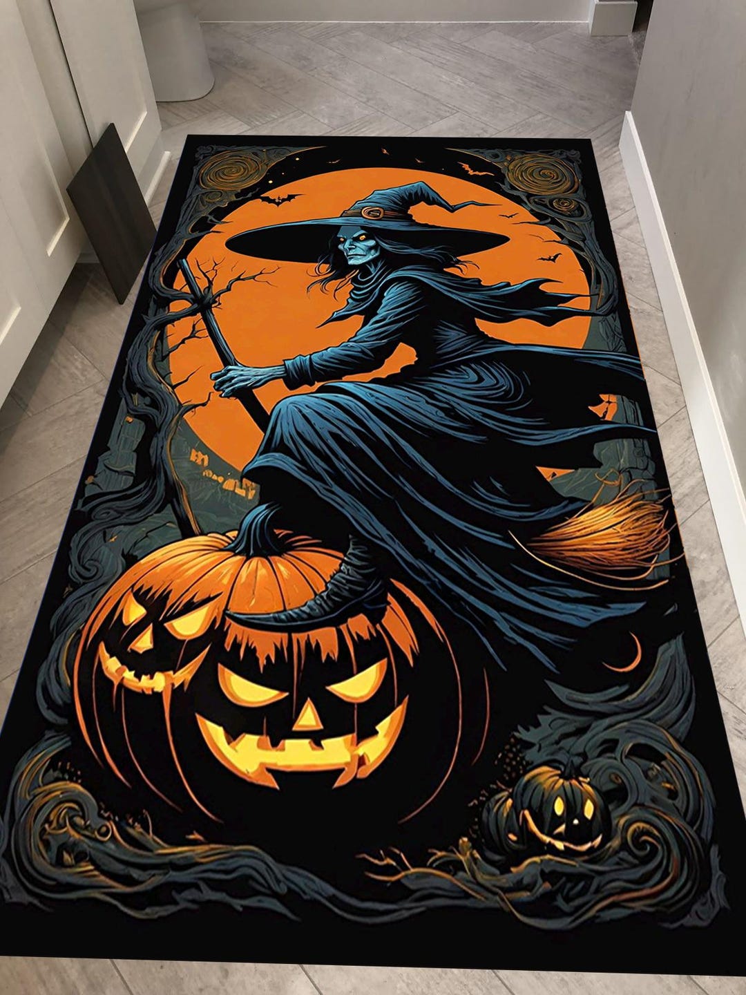 Halloween Runner Rug, Spooky Porch Decor, Trick or Treat Entryway Mat ...