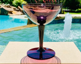 Vintage MCM Martini Champagne Purple Amethyst Glass