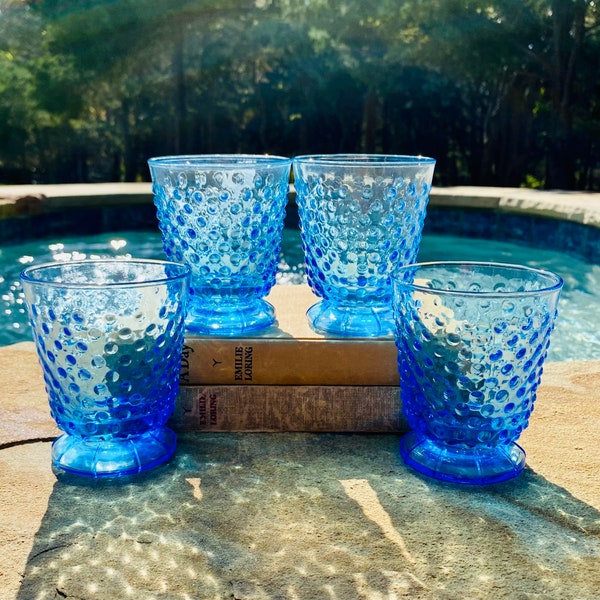 Anthropologie Turquoise Blue Hobnail Glasses-discontinued