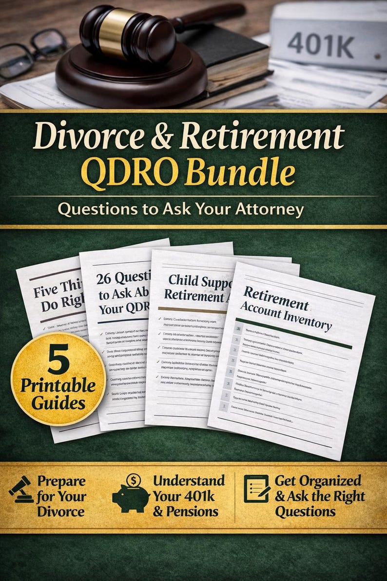 Div Checklists QDRO Worksheet Divorce, Pension Division Checklist, Retirement Planning ...