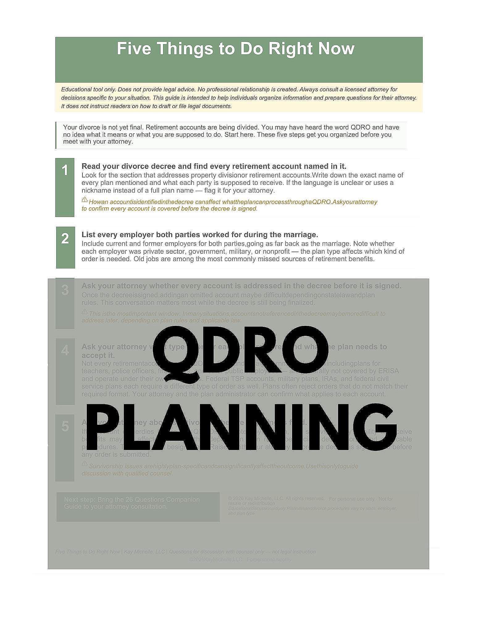 Div Checklists QDRO Worksheet Divorce, Pension Division Checklist, Retirement Planning ...