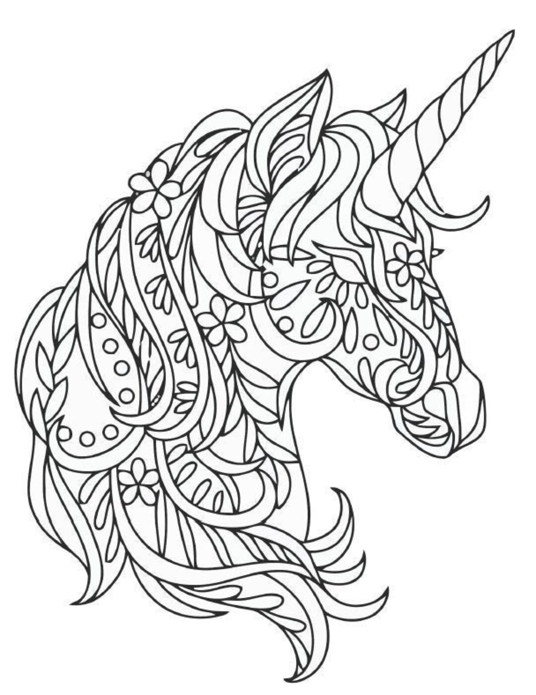 Unicorn Mandala Coloring Page Etsy