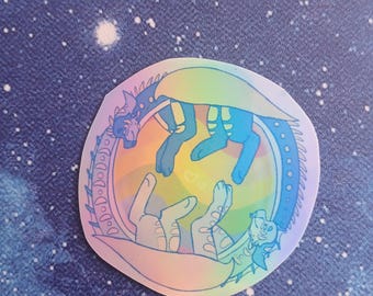 Wof sticker Anemone and Tamarin Rainbow Gloss
