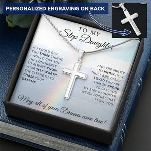 Step Daughter Wedding Gift, Step Daughter Gift for Wedding, Step Daughter Gift, Bonus Daughter Gift, Personalized, 14k White Gold Dipped