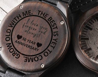 50 Anniversary Gift | Wooden Watch, Anniversary Gift for Him, Wood Watch, Personalized Watch, Engraved Watch, Mens Watch