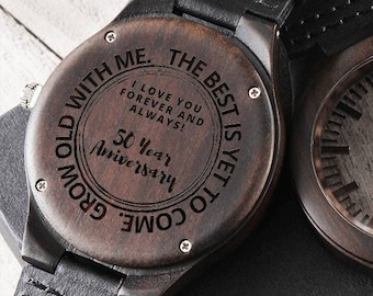 50 Anniversary Gift | Wooden Watch, Anniversary Gift for Him, Wood Watch, Personalized Watch, Engraved Watch, Mens Watch