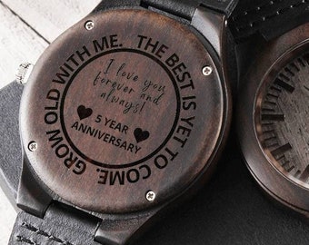 5 Year Anniversary Gift for Him, Wooden Watch, Anniversary Gift for Him,Wood Watch,Personalized Watch Engraved Watch Mens Watch Gift for Men