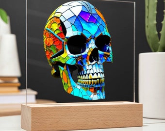 Colorful LED Night Light, Gothic Skull, Moon Halloween Horror Picture, Home Decor, Spooky Ornament, Halloween Gift, Halloween Decor Indoor