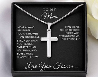 Mom Necklace Engraved Cross Mom Necklace Mama Necklace Gift for Mom Mom Gift, Mothers Day Gift Mom Birthday Gift